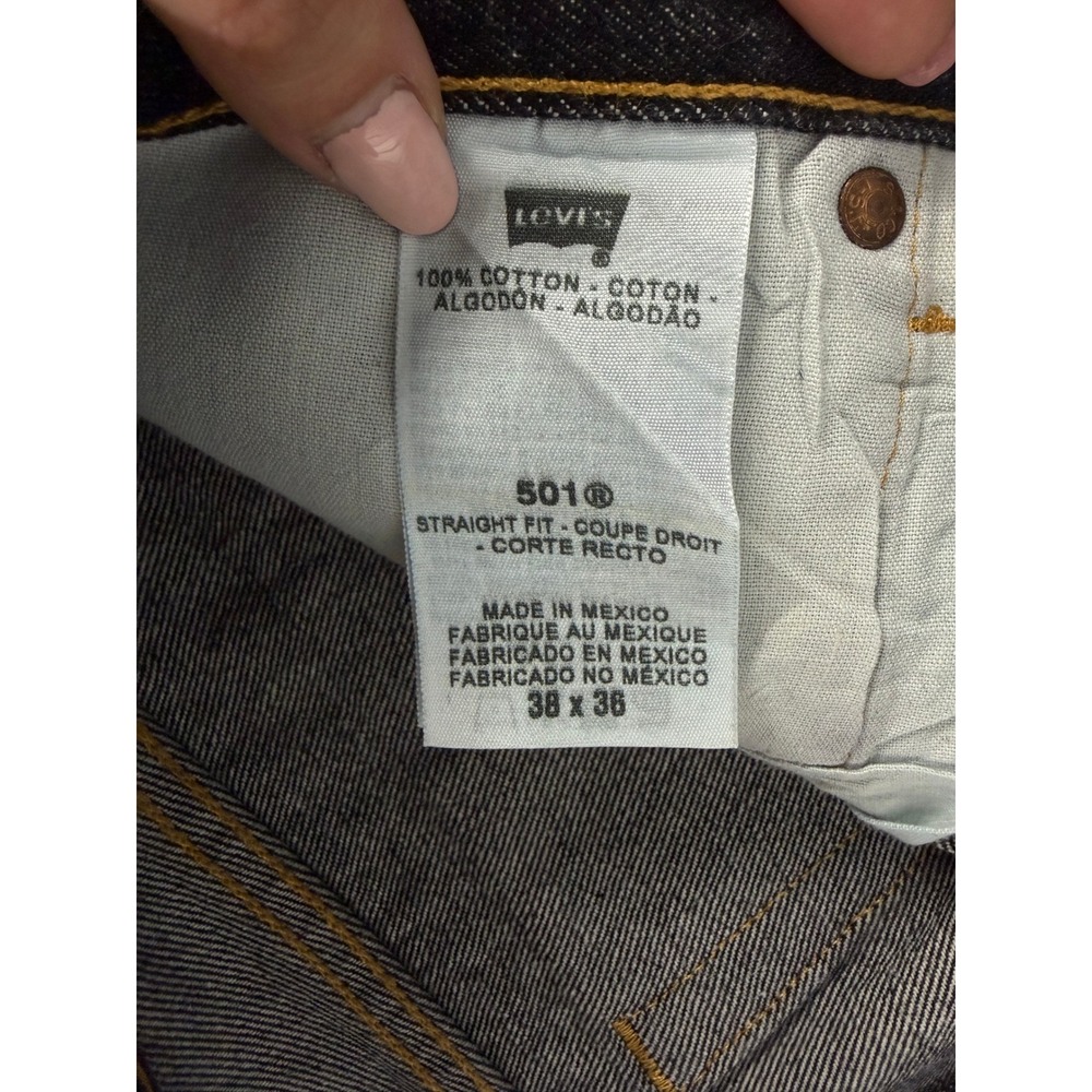 Levi's 501 Original Straight Fit Dark Wash Denim Jeans Men's Size 38x36 - Picture 6 of 13